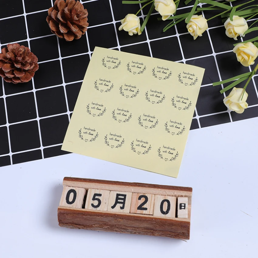 160 Stück/Los, süße Liebes-Girlande, handgefertigt mit Liebe, aus Kraftpapier, weiß, transparent, zum Selbermachen, für Geschenke, Kuchen, Backen, Versiegelung, Aufkleber – Detail 10