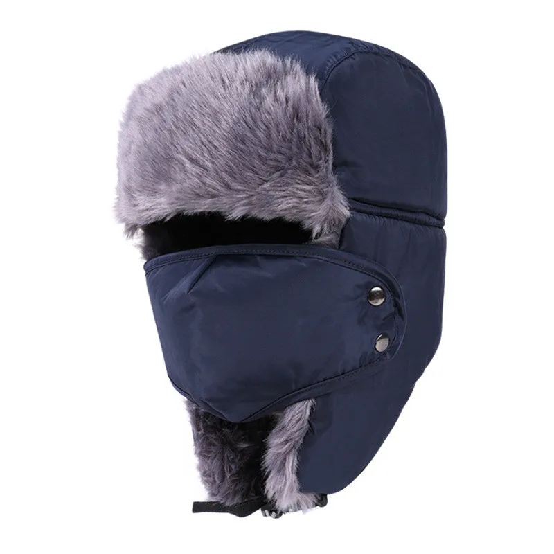 2021 New  Winter Bomber Hats Ushanka Russian Fur Hat Warm Thickened Ear Flaps Cap For Men&Women Mask Balaclava