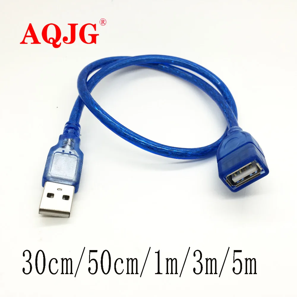 30cm High Speed USB 2.0 Extension Cable Transparent Blue Male To Female USB Extension Cord Copper Core USB Short Cable