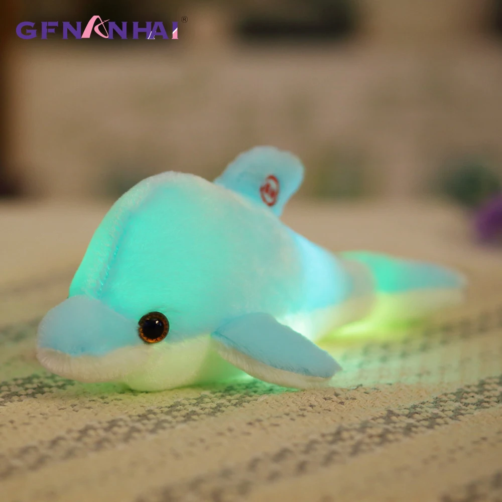 1pc 32cm Bunte Glowing Delphin Plüsch Spielzeug Kawaii Leucht Plüsch Puppen Angefüllte Puppe mit Led Licht Nette Geschenk für Kinder Mädchen