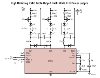 LT3492BEUFD LT3492BIUFD LT3492EUFD LT3492IUFD LT3492 - Triple Output LED Driver with 3000:1 PWM Dimming