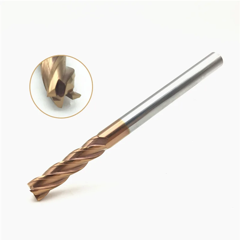 1pcs HRC60 End Mill 8mm Extral Long 75mm 100mm 150mm 4Flute Carbie Flat Indexable End Mill Milling Cutter Tool