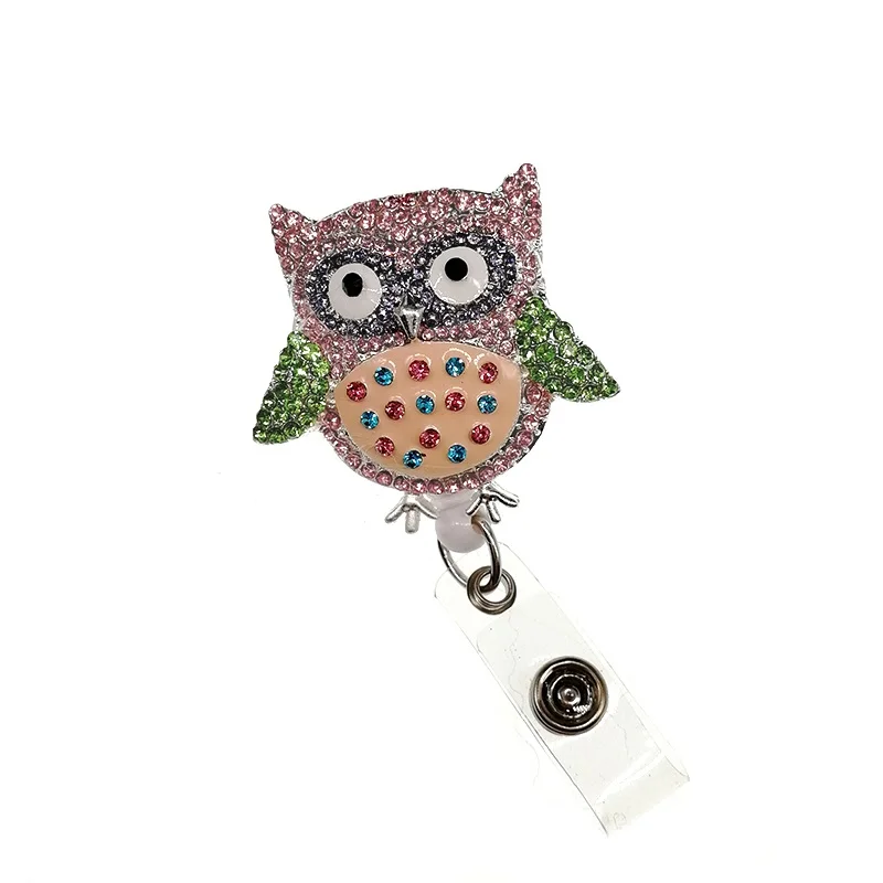 

10pcs/lot heart shape Owl Animal retractable nurse Id badge holder reel