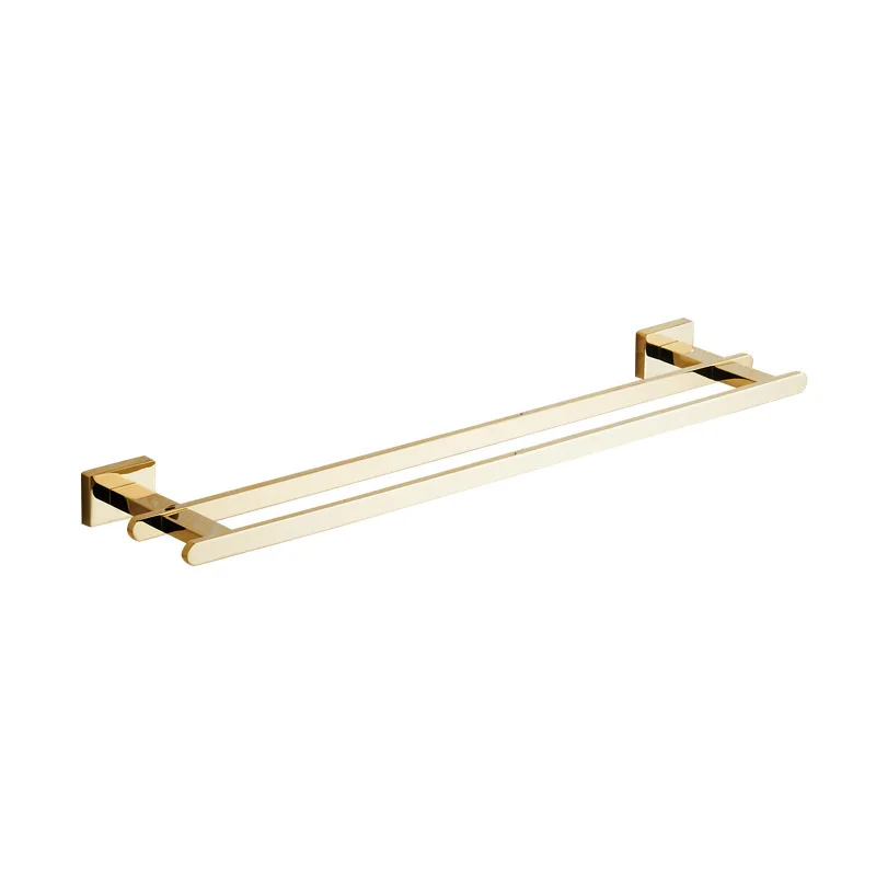 

Vidric Gold plating Stainless Steel Wall-Mounted Bathroom Towel Holders Double Towel Bars Towel Racks Bathroom Accessories