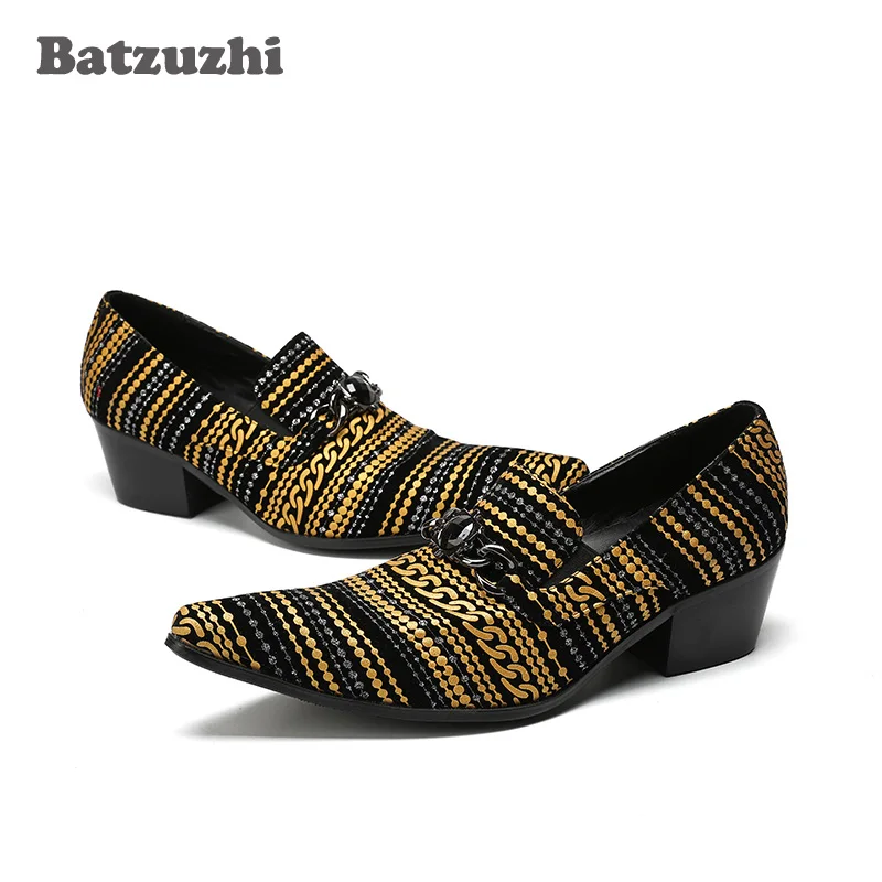 

Batzuzhi 6.5cm Heels Luxury Handmade Men's Leather Shoes Pointed Designer's Leather Shoes Men Party and Wedding Zapatos Hombre