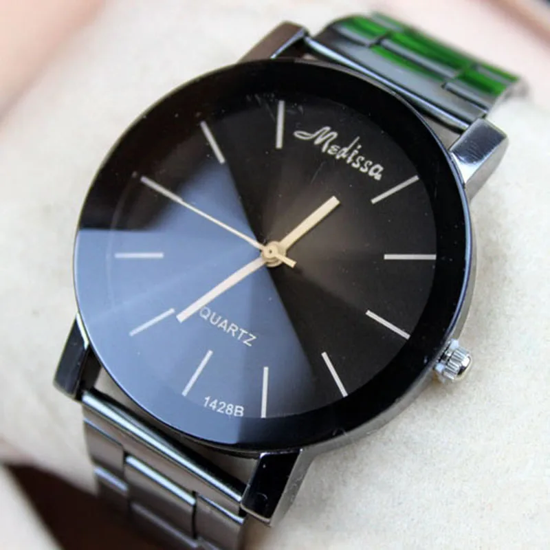 

Steel belt watch couple watch fashion black student personality manufacturer wholesale quartz watch