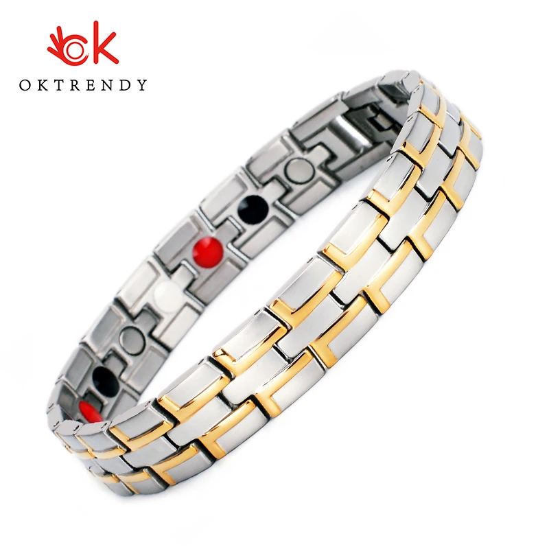 Couple Bracelets Magnetic Bracelet Men Jewelry Stainless Steel Charm Bracelet Women 4 in1 Magnet Health Bracelets Jewely