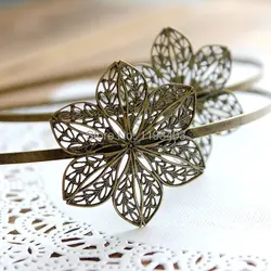 10PCS Adjustable Antique Bronze Filigree Floral HeadBand Setting hairband accessories  NICKEL FREE-(HBSB-4)