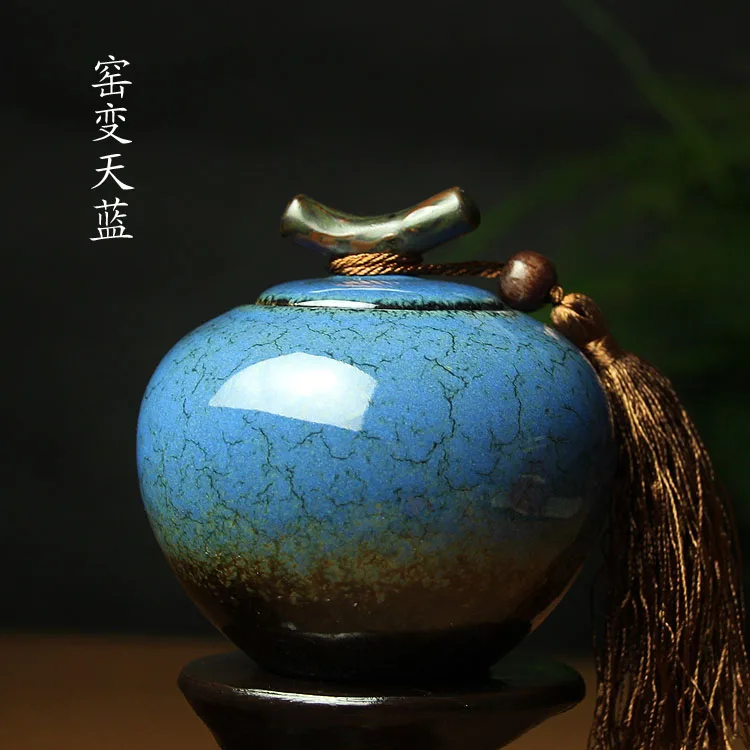 Exquisite Ceramic Tea Canister - Sealed Storage Pottery Jar Special Food Tank Jun Kiln Style Tea Caddy for Kitchen & Home