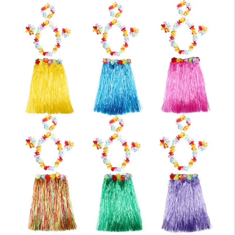 Plastic Fibers Women Grass Skirts Hula Skirt Hawaiian Costumes 30CM/40/CM60CM/80cm Ladies Dress Up Festive & Party Supplies