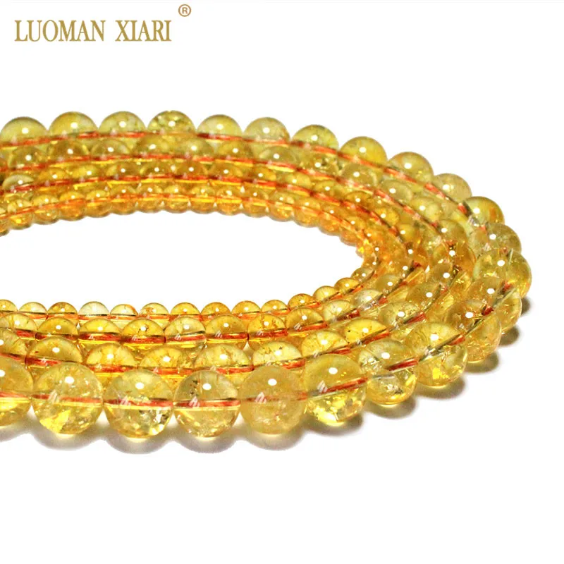 Wholesale Natural Citrines Crystal Beads Yellow Quartz Natural Stone Beads For Jewelry Making Diy Necklace 6/ 8/10/12mm 15\