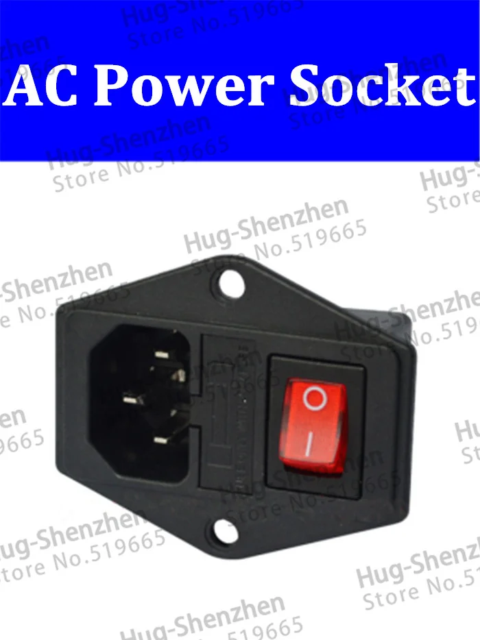 

China products 10pcs 3 in 1 Fuse switch socket with light Red,AC power socket Plug 3Pin 10A 250V