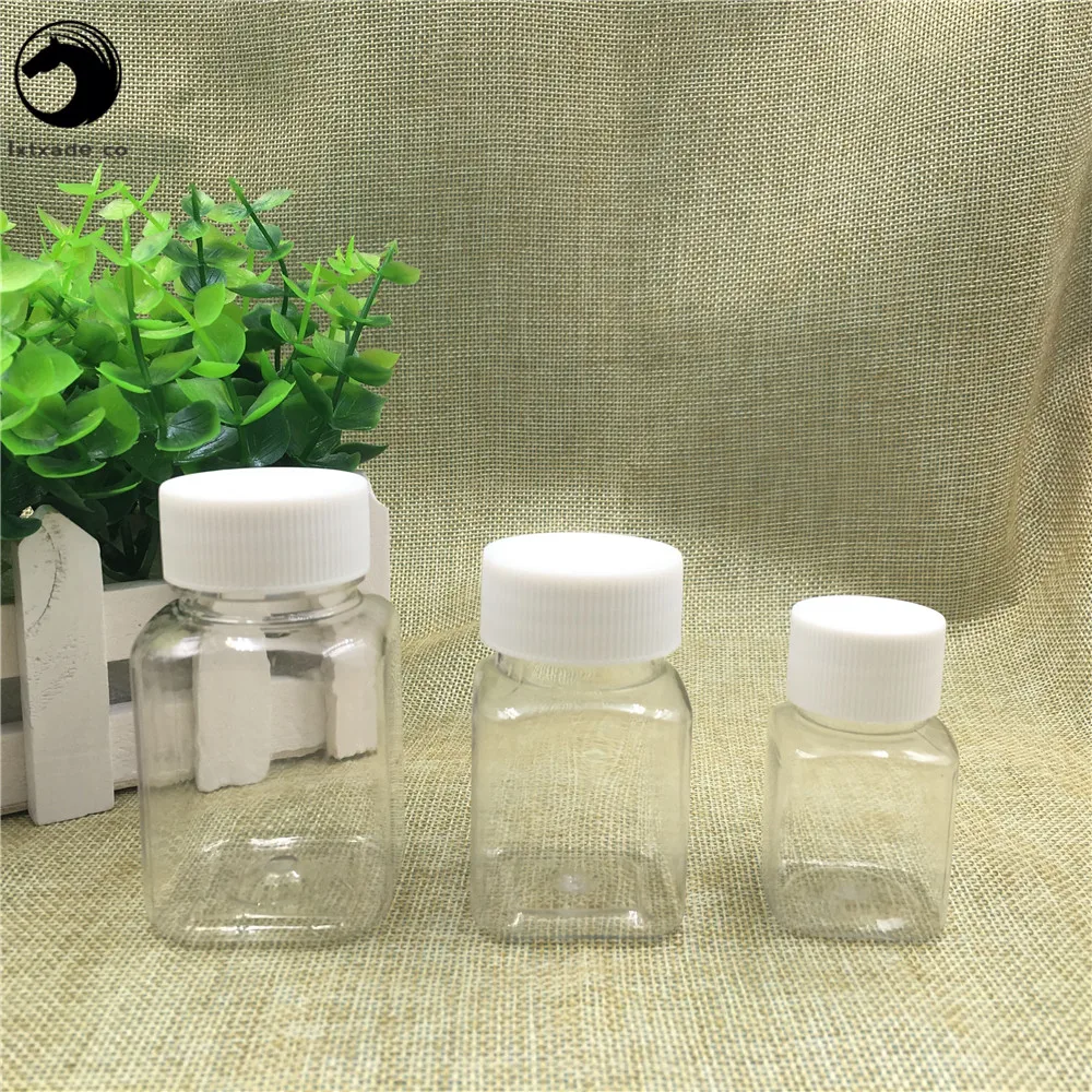 30ml 60ml 80ml Lucency Plastic pill Empty Packaging Square organizer Bottles Jars New Style Refillable Containers