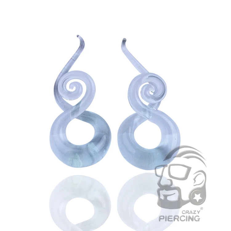 Transparent  Pyrex Glass Ear Spiral Taper Ear Gauge Plug Ear  Stretcher Expander Body Piercing Jewelry