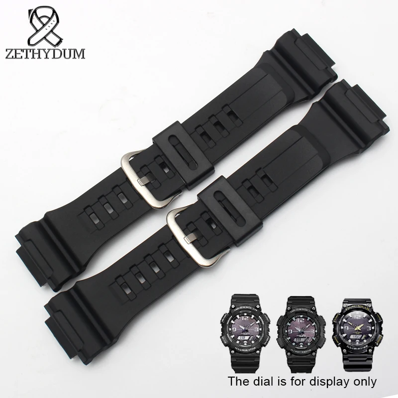 Silicone Rubber watch strap 28*18mm bracelet Convex mouth black strap for casio AQ-S810W/W-735/AEQ-110W watches band