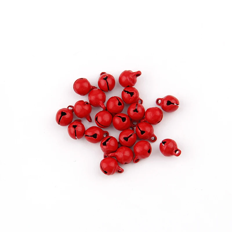 Red Metal Jingle Bells, Loose Beads, Festival Party Decoration, Decorações De Árvore De Natal, DIY Crafts Acessórios, 8mm, 10mm, 12mm