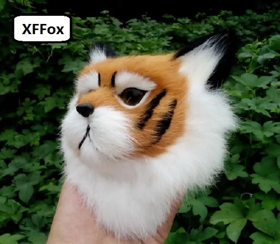 cute simulation tiger head model polyethylene&furs real life small tiger head gift 14x15cm xf971