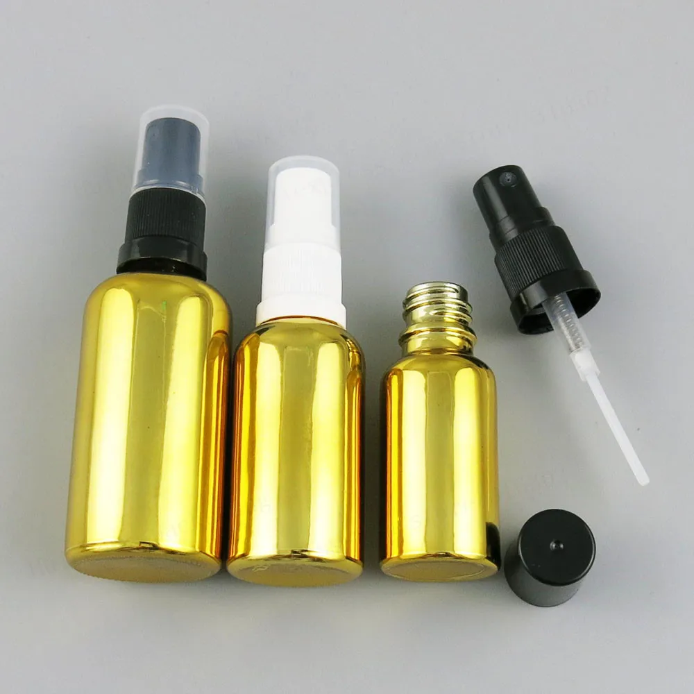 Refillable 100ml50ml 30ml 20ml 15ml 10ml 5ml Painting Gold Glass Essential Oil Bottle With Fine Mist Sprayer Container