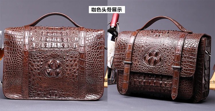 Tailand Import 100% Genuine/Real Crocodile Skin Men Briefcase Laptop Bag Top Handbag Black/Brown/Coffee