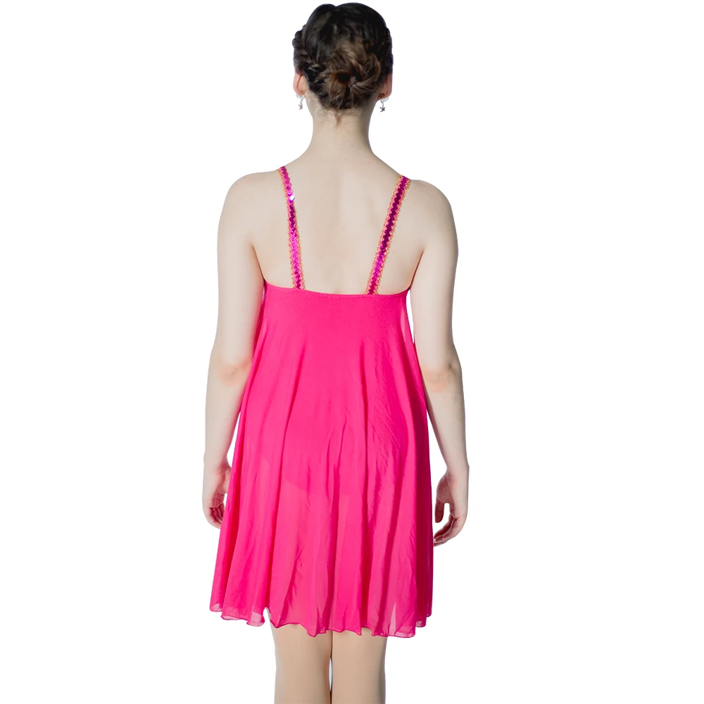 Diep Roze Katoen/Lycra Met Mesh Turnpakje Rokken Ballet Moderne Dans Jurk Voor Prestaties Voor Dames En Meisjes