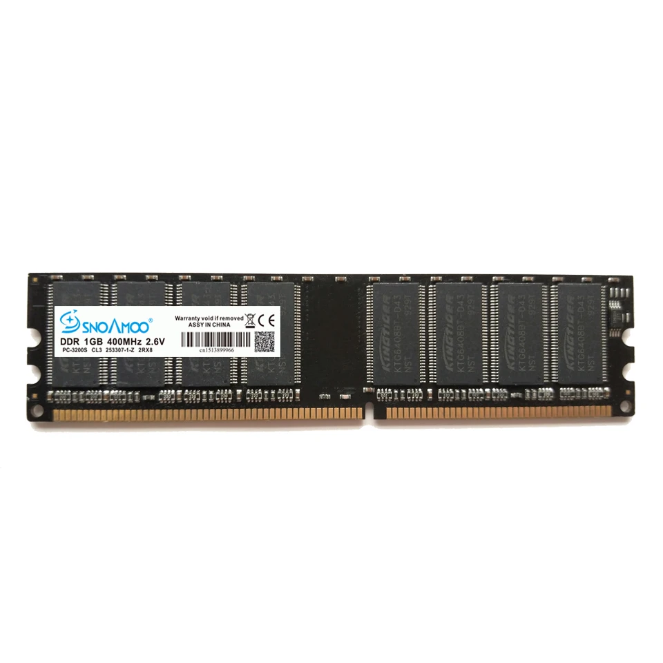 SNOAMOO DDR1 DDR 1GB PC2700/3200 DDR 333MHz/400MHz 184Pin Desktop PC memory CL2.5 DIMM RAM 1G Lifetime Warranty