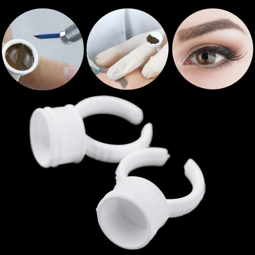 Ring Cup Cap Tattoo Ink Pigment Holder Plastic Microblading Permanent Makeup Eyelash Extension Glue Container Tattoo Supply Tool