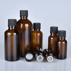 6 pz/lotto 100 ml 50 m 30 ml 20 ml 15 ml 10 ml 5 ml 1/3 oz 1 oz di Spessore Ambra Bottiglie di Vetro Olio Essenziale Con Tappo Nero Contenitori di Vetro