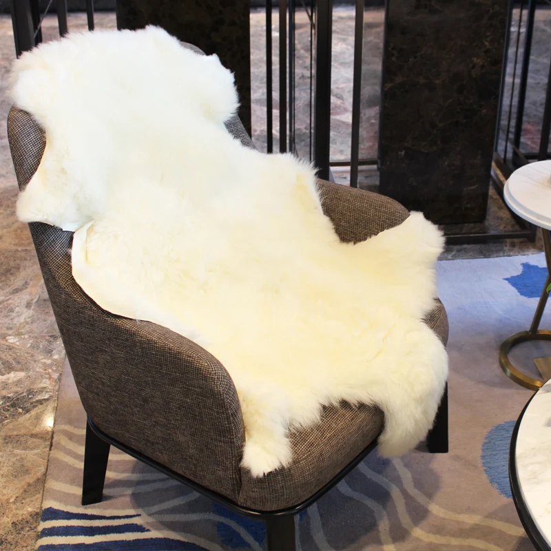 MUZZI Chair Cover Warm Hairy Carpet Seat Pad long Skin Fur Plain Fluffy Area Rugs 100% real Sheepskin  original  fsheepskin