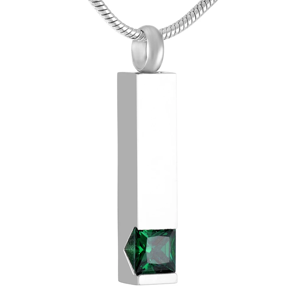 Wholesale urn necklace With Crystal Pendant stainless steel birthstone memorial ashes holder keepsake Cube cremation jewelry