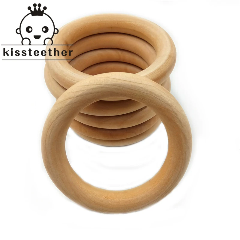 20pcs Wooden Teething Ring Baby Teether 25-98mm DIY Nursing Materials Accessories Necklace Making Tiny Rod 