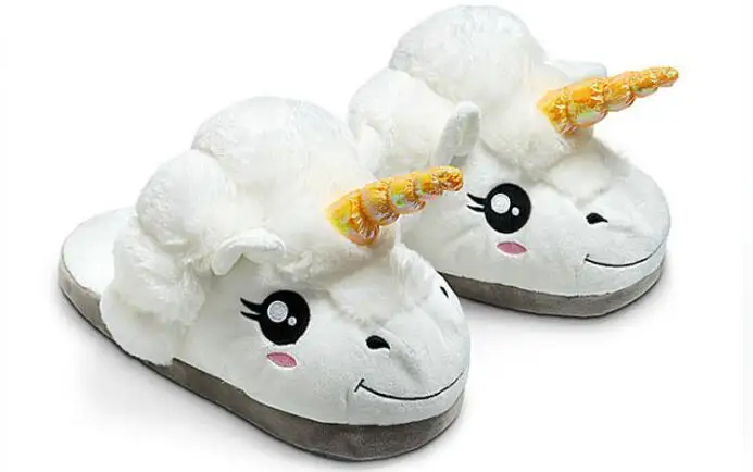 XEK Home Cartoon Unicorn Warm Cotton Plush Slippers Soft Funny Animal Monster Slipper For Grown Ups Indoor\\Floor Shoes ST225