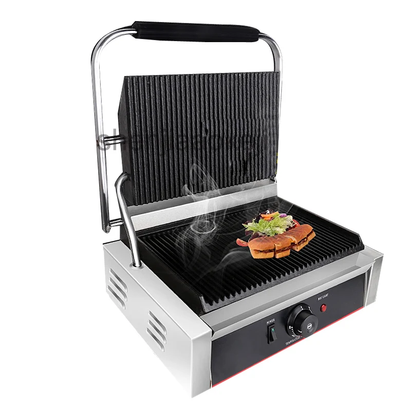 stainless steel electric sandwich maker Commercial Non Stick Griddle Grill Press Plate roast steak Italian sandwiches 220-240v