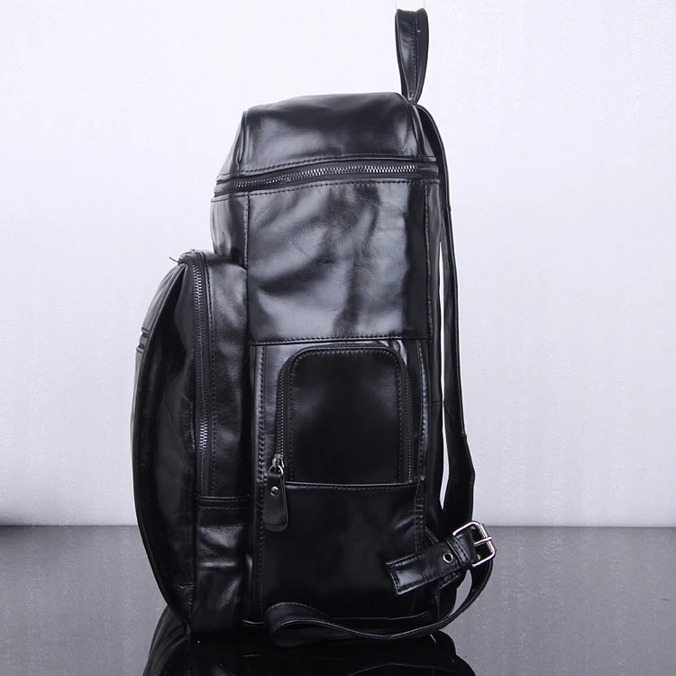 Fashion Oil Waxed 100% Genuine Leather Backpack men Bagpack real leather School Backpack Bag male travel rucksack Large M132