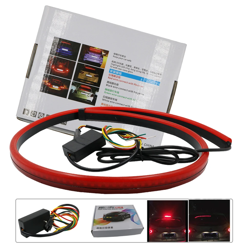 

YSY 1set For Volswagen Golf Polo High Position FlowingBreak Strip Light 135CM Red Breaking Lamp Warning light Car Accessories