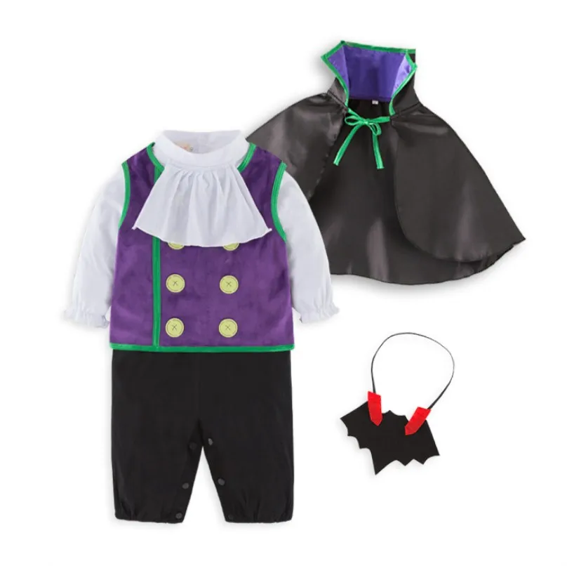 Halloween Costume Boy Long Sleeves Vampire Cosplay Baby Performance Suits/4-piece Set Children\'s Garments 3084