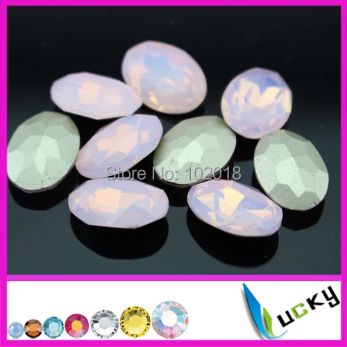 Highest quality K9 stones pointed back! 13x18mm oval egg shape pink opal jewelry crystal rhinestones 30pcs/lot