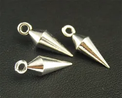 50pcs  Silver Color nail Conical Charm Pendant DIY Necklace Bracelet Bangle Findings 15x13mm A1653