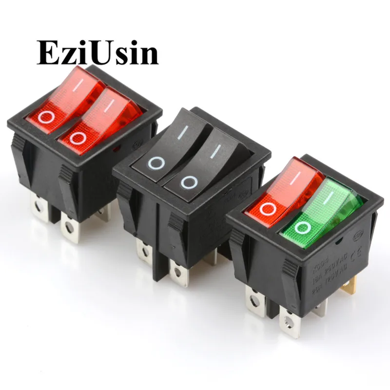 1pcs On-Off KCD8-212N KCD2 6Pin Black Red Boat Car Rocker Switch 16A 250V 20A 125V AC Button 6P 24*30mm 24x30 KCD3-606 KCD3-2