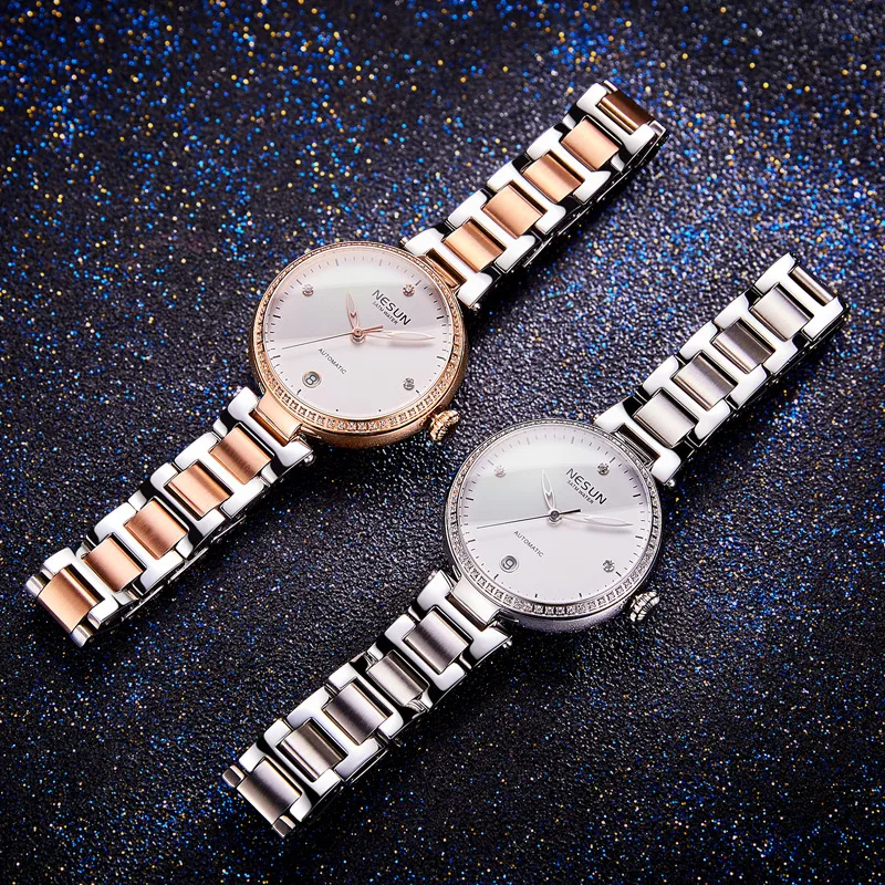 Switzerland Luxury Brand NESUN Japan MIYOTA Automatic Mechanical Women\'s Watches Diamond 50M Waterproof Auto Date Clock N9215