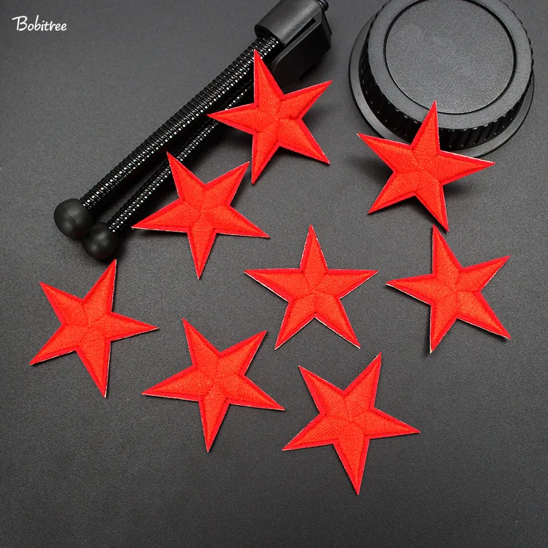 10 pcs Red Stars Small Applique Transfer Patches Iron on Embroidery Stickers for Clothes Sewing Cloth Decoration DIY Acessories