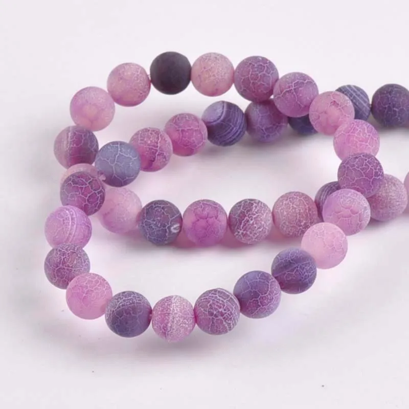 8mm 20pcs Mysterious Nature Stone Frost Cracked Dream Fire Dragon Veins Agat Beads fashion jewelry TRS0256X