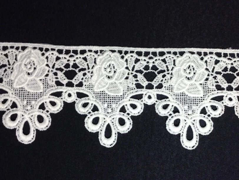 6.5cm milk fibre embroidery lace trim,high quality Eco-friendly soft touch flower lace trimming,XERY-NY05054