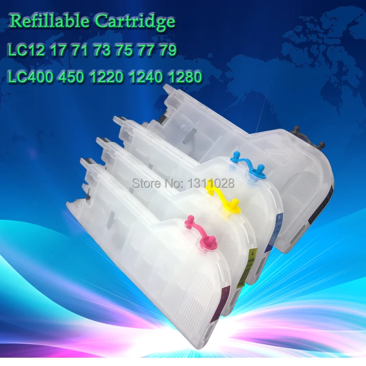 INK WAY Long type Refillable inkjet cartridge for LC1220 LC1240 LC1280,LC40 LC73 LC77,LC71 LC75 LC79,LC12 LC17,LC40,LC400 LC450