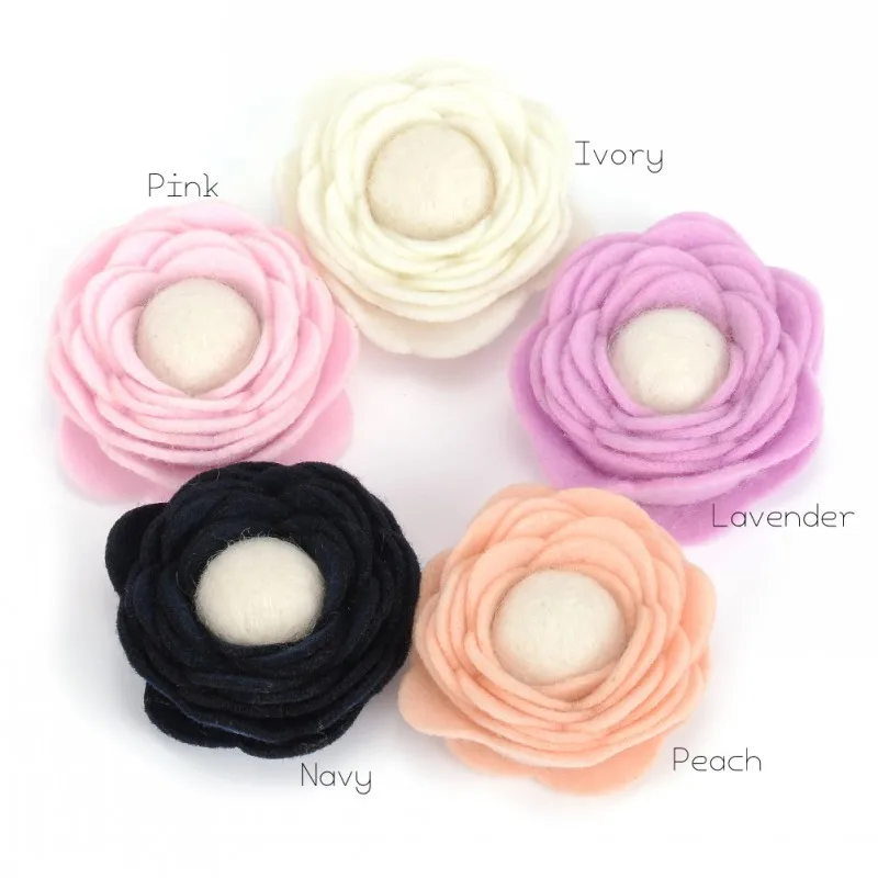 

20pcs/lot 2inch Felt Rosette Flowers Wool Felt Balls Without Hair Clips DIY Crafting