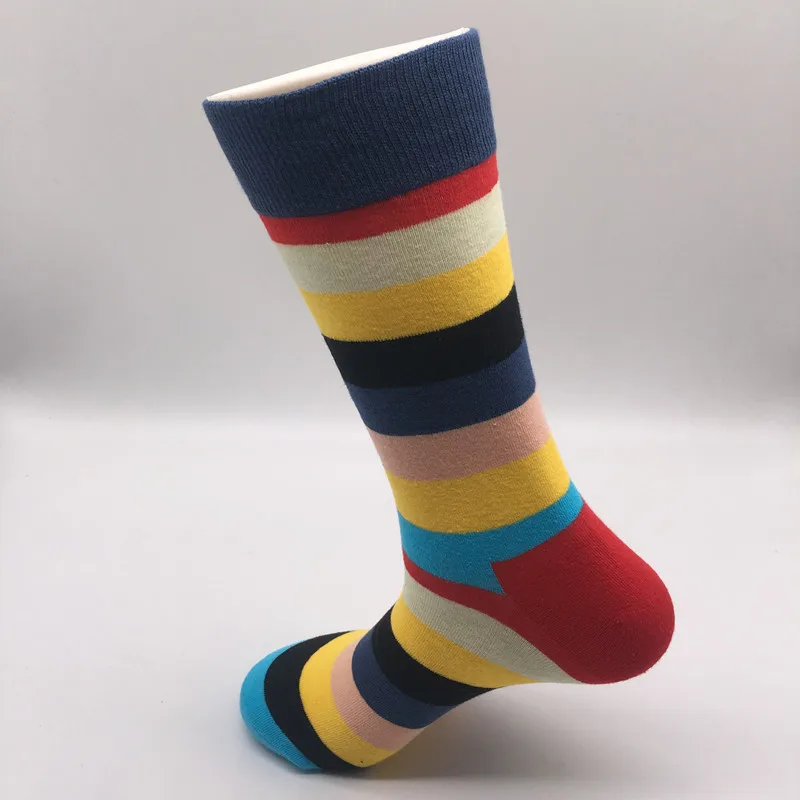 2020 high quality men\'s socks casual new standard lengthened version socks fashion stripes male socks fun clothes cotton socks