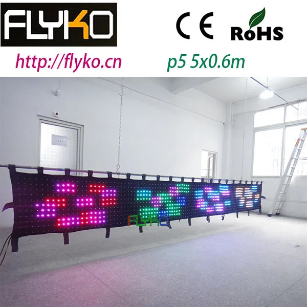 free shipping  5M*0.6M P5 led video curtain for stage backdrops on China market