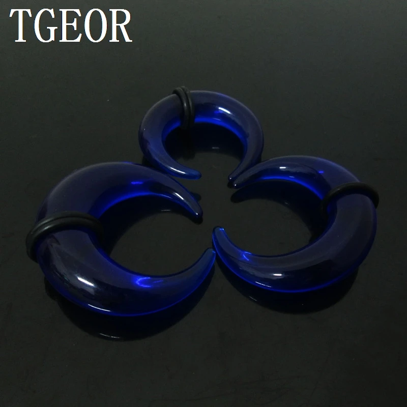 NICE 1 pair mixed 3 gauges big size horseshoe ear expander acrylic piercing mixed clear color ear taper Fashion