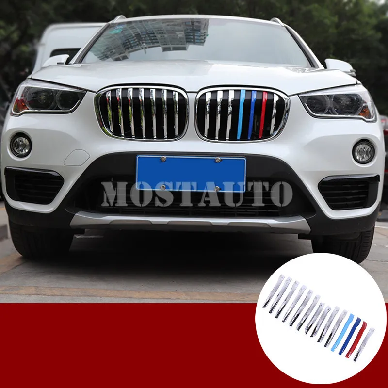 

For BMW X1 F48 ABS Chrome Center Grille Grill Molding Cover Trim 2016-2021 14pcs Car Accessories Interior Car Decor Car Trim