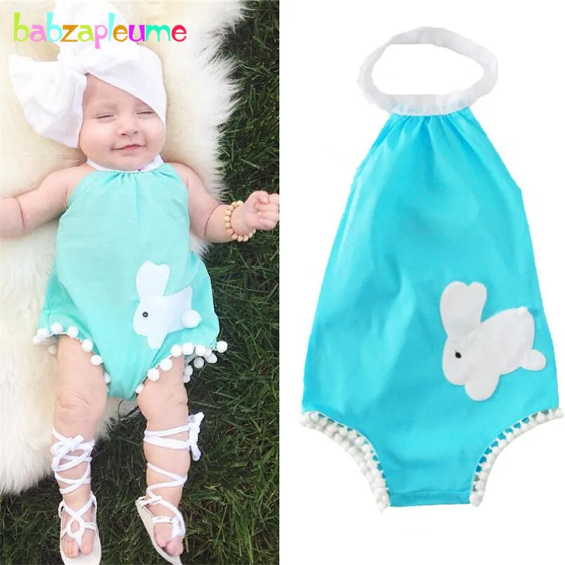 

2017 Newest Baby Clothes Cartoon Rabbit Cute Toddler Girls Clothing Sleeveless Cool Summer Child Overalls infant rompers A191