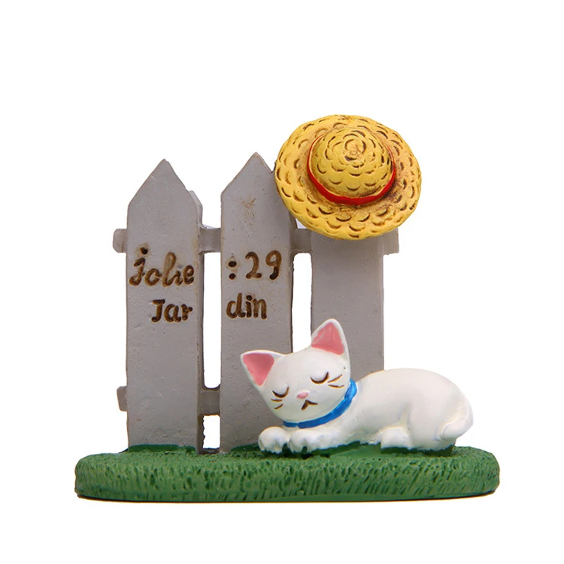 1pcs Cat Fence Zakka Toys Resin Kawaii Cat Figures Toys Garden Stands Decor Ornaments for Children Toy